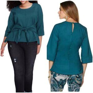 Melissa McCarthy for Seven7 Lane Bryant Green Tie Front Top - 2X